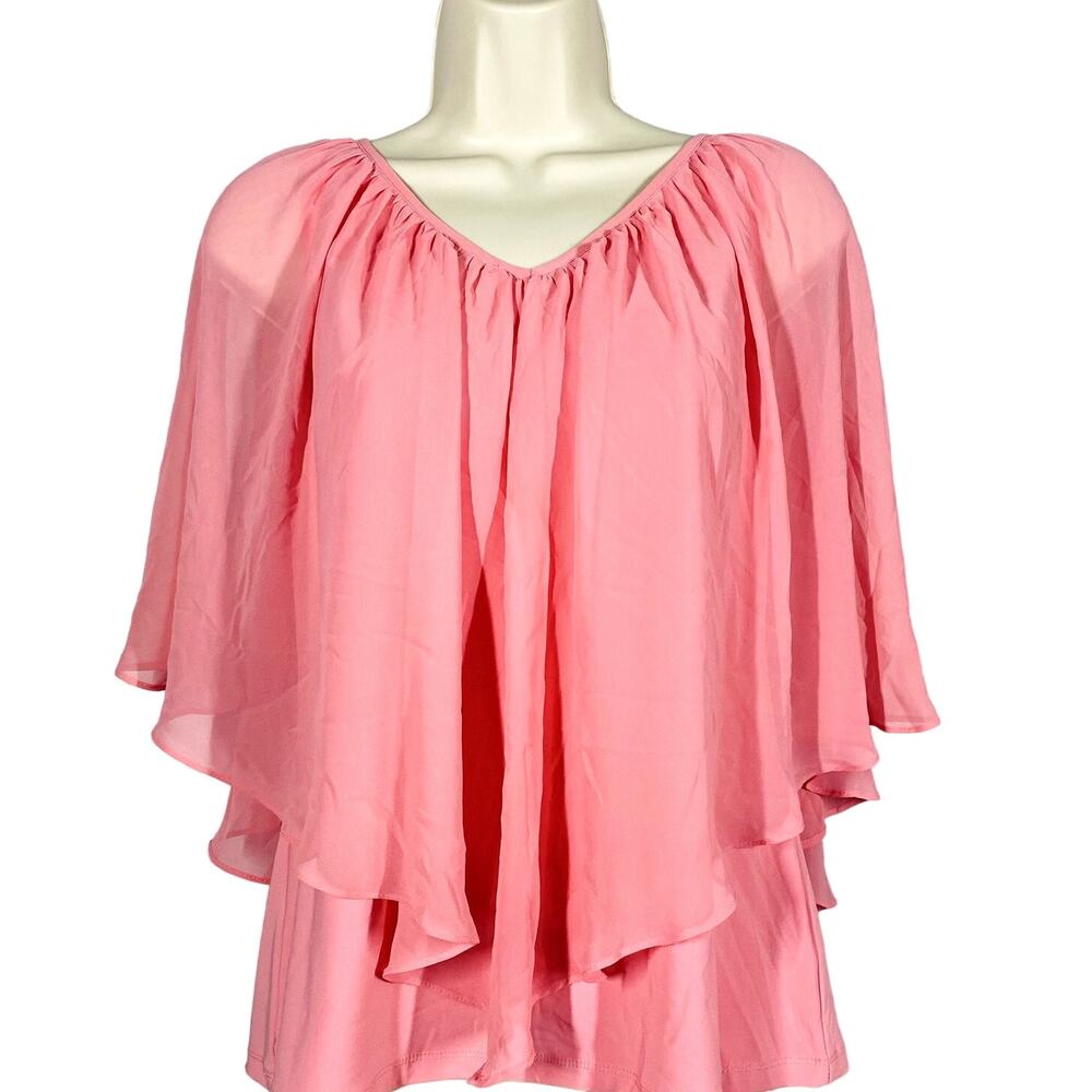 Coco Bianco Draped Blouse Pink V Neck Sleeveless Casual Tunic - S